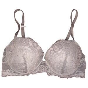 SO Intimates Women White Lace Padded Push Up Underwire Bra, Size 34D